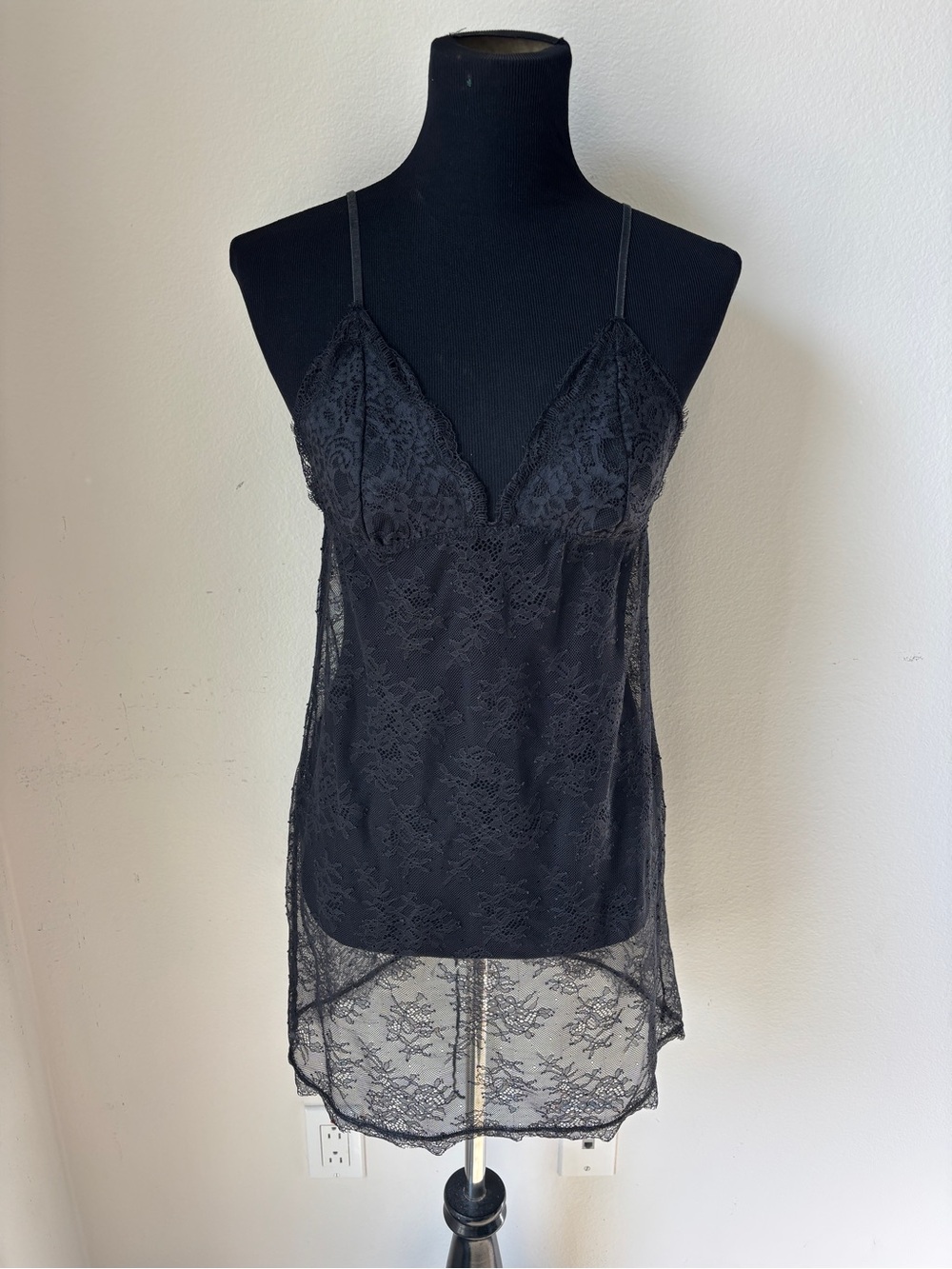 Y2K Victoria’s Secret Sheer Lace Lingerie Slip Dress - Black